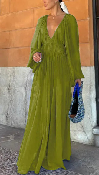 Loose Long Sleeve Chiffon Dress