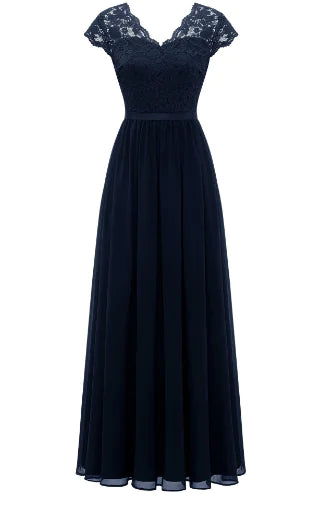 Lace Edge Chiffon Patchwork Long Dress