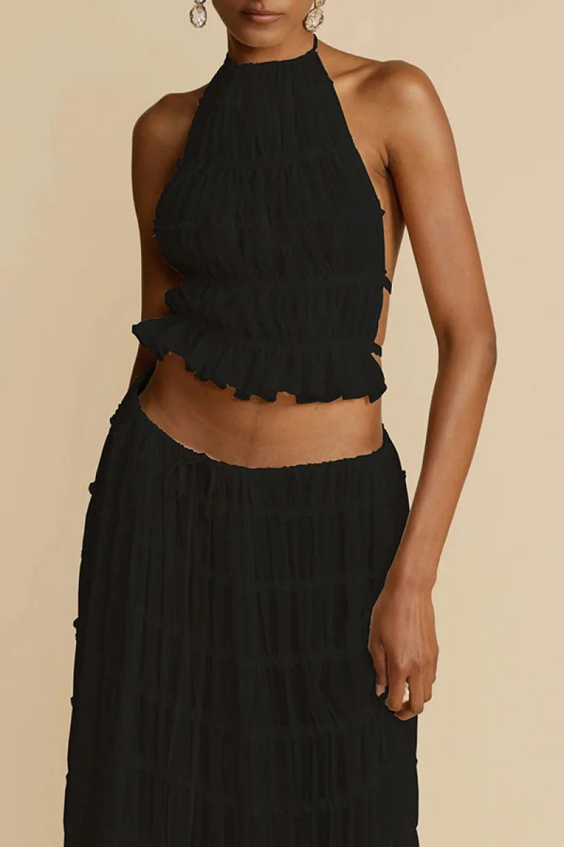 Two-Piece Chiffon Pleated Dress