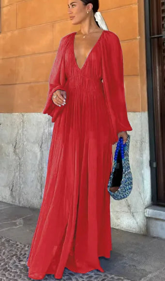 Loose Long Sleeve Chiffon Dress