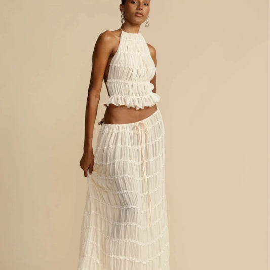 Two-Piece Chiffon Pleated Dress